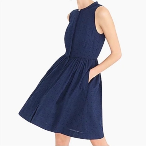 J. Crew Eyelet Shirtdress Sleeveless Navy blue, XS - Picture 2 of 10